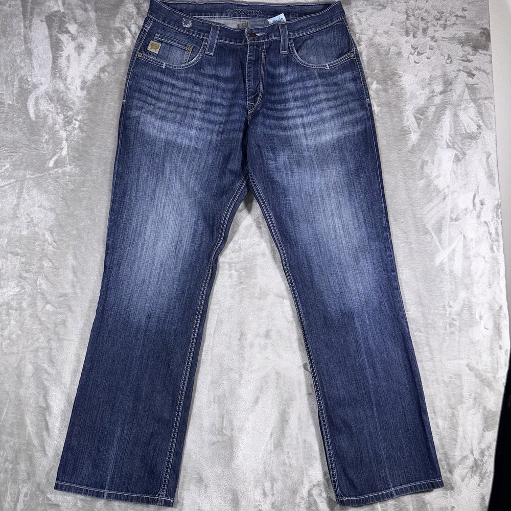 Cinch Carter 2.4 Relaxed Bootcut Jeans Dark Wash Whiskered 36x34 Cowboy Classic